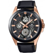 CASIO Edifice Rose Gold Black Leather Strap ESK-300GL-1AVUEF