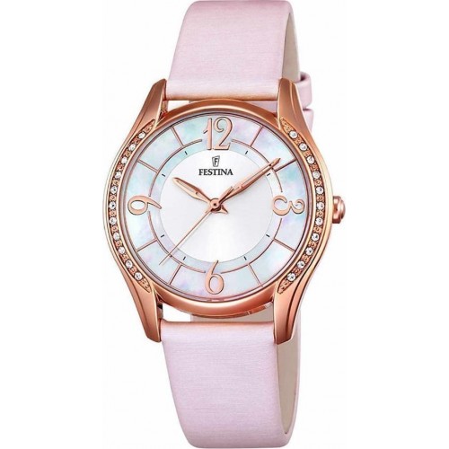 FESTINA Rose Gold Crystals Pink Leather Strap F16946/1