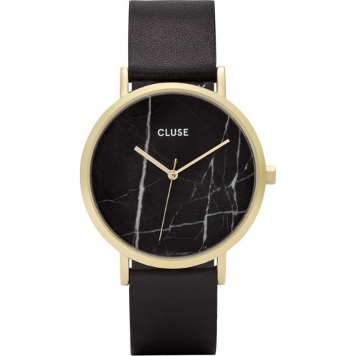 CLUSE La Roche Gold Black Leather Strap CL40004