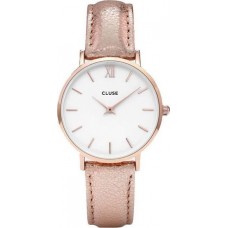 CLUSE Minuit Rose Gold Leather Strap CL30038