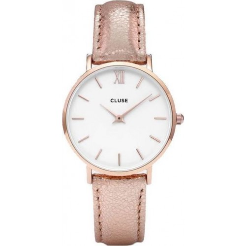 CLUSE Minuit Rose Gold Leather Strap CL30038