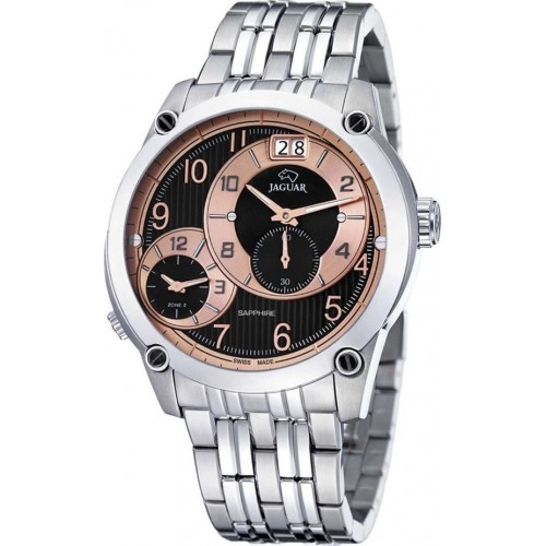 JAGUAR J629/H JAGUAR Gents Dual Time Silver Stainless Steel Bracelet