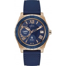 GUESS CONNECT Rose Gold Blue Rubber Strap C1001G2