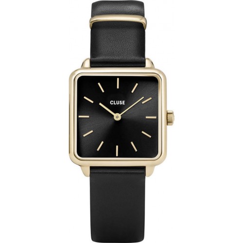 CLUSE La Garconne Gold Black Leather Strap CL60008
