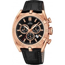 JAGUAR Rose Gold Black Leather Chronograph J859/3