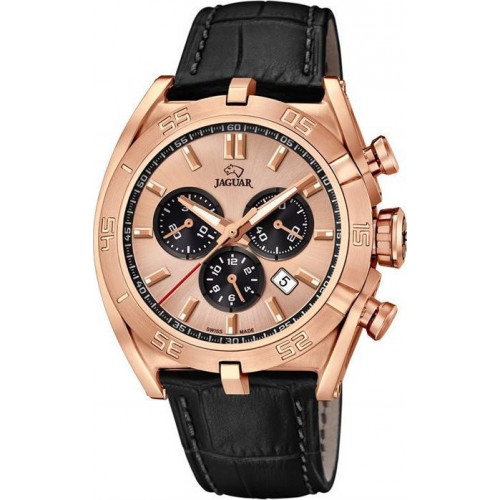 JAGUAR Rose Gold Black Leather Chronograph J859/1