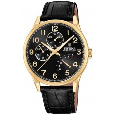 FESTINA Multifunction Gold Black Leather Strap F20279/C