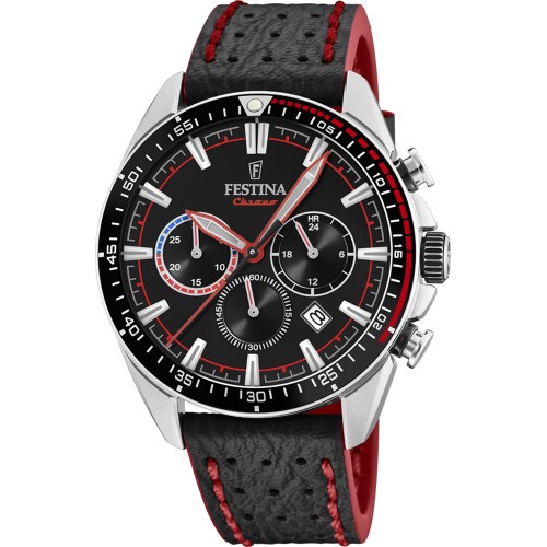 FESTINA Black Leather Chronograph F20377/6