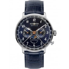 Zeppelin 7036-3 Hindenburg LZ129 men`s watch moon phase 40mm 3ATM