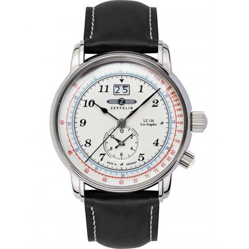 Zeppelin 8644-1 dual time men`s watch 100 years 43mm 5ATM