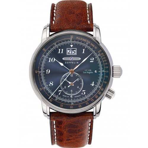 Zeppelin 8644-3 dual time men`s watch LZ126 Los Angeles 43mm 5ATM