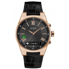 GUESS CONNECT Rose Gold Black Leather Strap C0002MB3