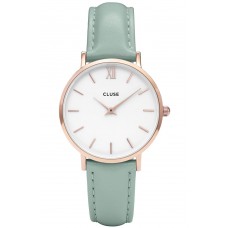 CLUSE Minuit Rose Gold Turquoise Leather Strap CL30017
