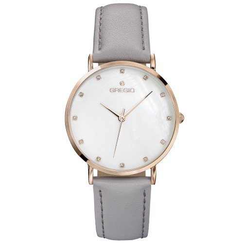 GREGIO Vivian Grey Leather Strap GR124081