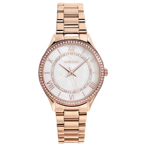 GREGIO Mattie Crystals Rose Gold Stainless Steel Bracelet GR180030