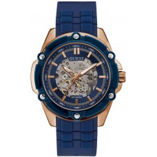 GUESS Bolt Automatic Blue Rubber Strap GW0061G3