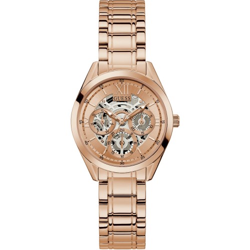 GUESS Clear Cut Rose Gold Stainless Steel Bracelet GW0253L3