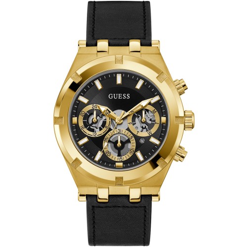 GUESS Continental Black Leather Strap GW0262G2