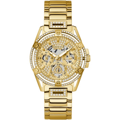 GUESS Queen Crystals Gold Stainless Steel Multifunction GW0464L2