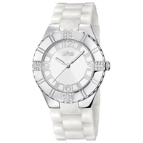 LOTUS Crystals White Rubber Strap L15909/1