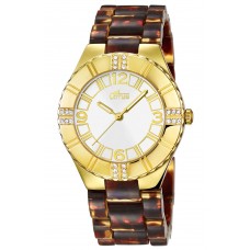 LOTUS Crystals Brown Rubber Strap L15910/3