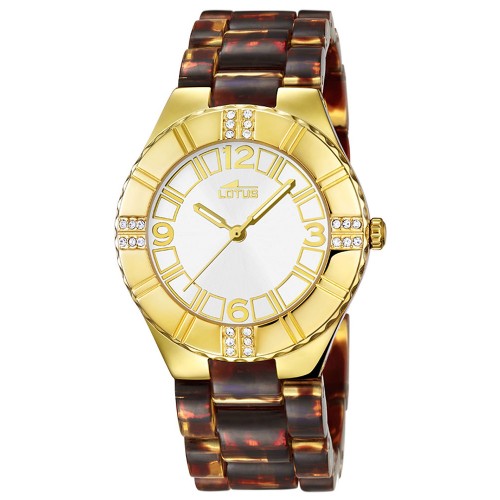 LOTUS Crystals Brown Rubber Strap L15910/3