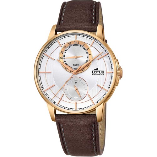 LOTUS Rose Gold Brown Leather Strap L18324-1