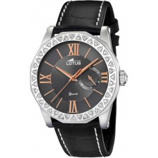 LOTUS Crystals Black Leather Strap L18401-2