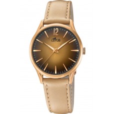 LOTUS Rose Gold Brown Leather Strap L18407-2