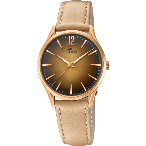 LOTUS Rose Gold Brown Leather Strap L18407-2