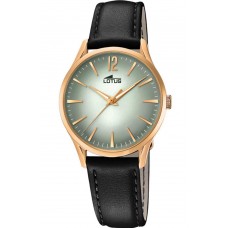 LOTUS Rose Gold Black Leather Strap L18407-5