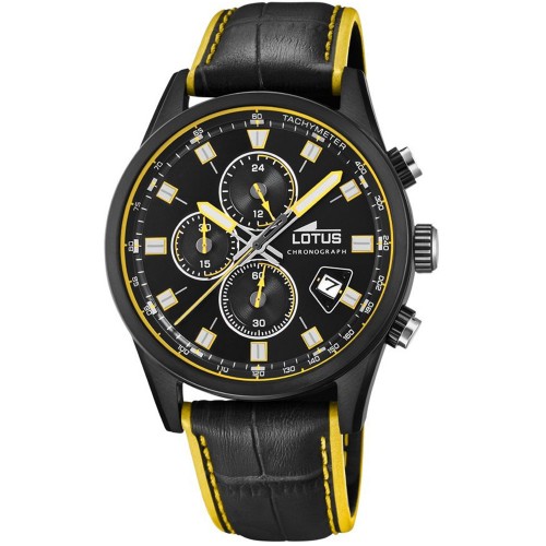 LOTUS Black Leather Chronograph L18589/1