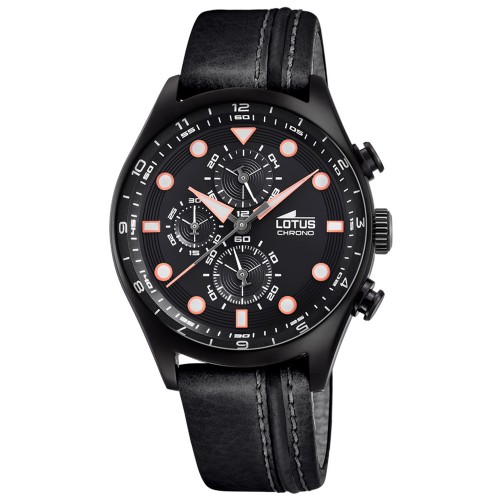 LOTUS Black Leather Chronograph L18593/3