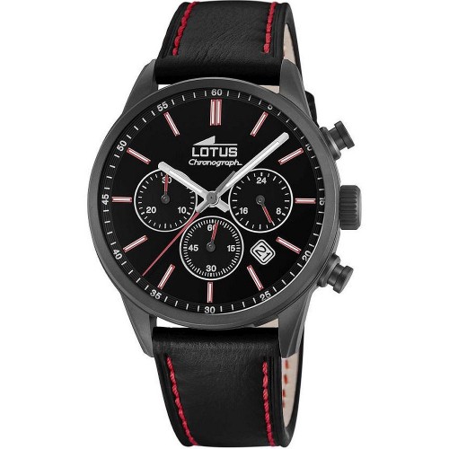 LOTUS Black Leather Chronograph L18669/3