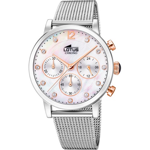 LOTUS Crystals Silver Stainless Steel Chronograph L18676/1