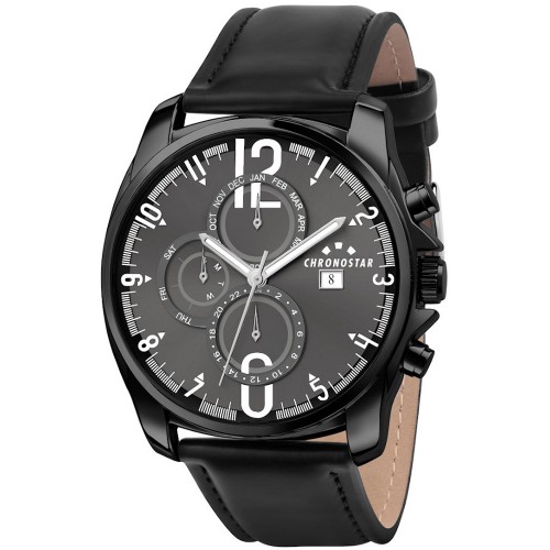 CHRONOSTAR Square Black Leather Strap R3751299002