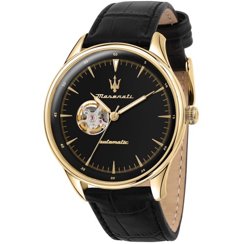 MASERATI Tradizione Automatic Black Leather Strap R8821146001