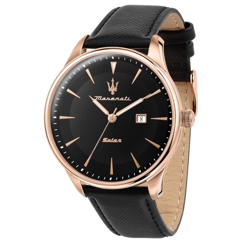 MASERATI Tradizione Solar Black Leather Strap R8851146001
