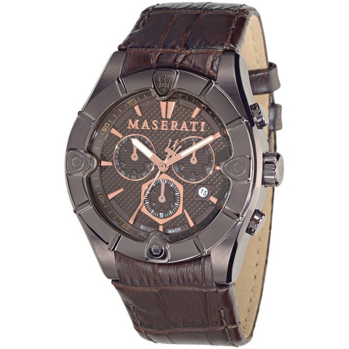 MASERATI Meccanica Brown Leather Chronograph R8871611001