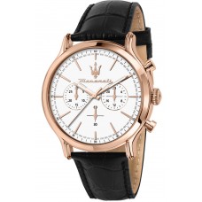 MASERATI Epoca Black Leather Chronograph R8871618016
