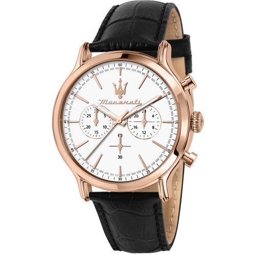 MASERATI Epoca Black Leather Chronograph R8871618016
