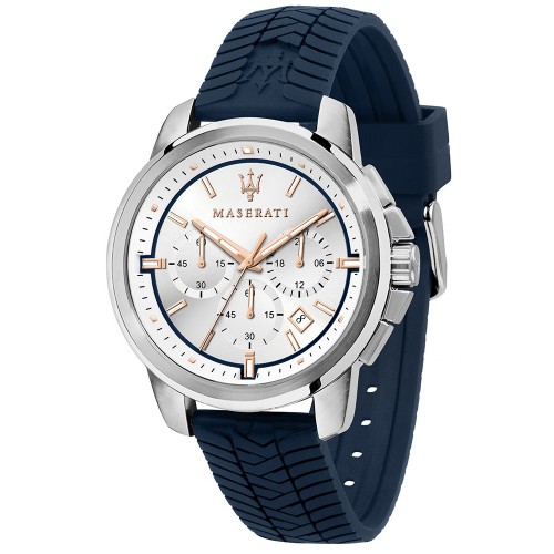 MASERATI Successo Blue Rubber Chronograph R8871621013