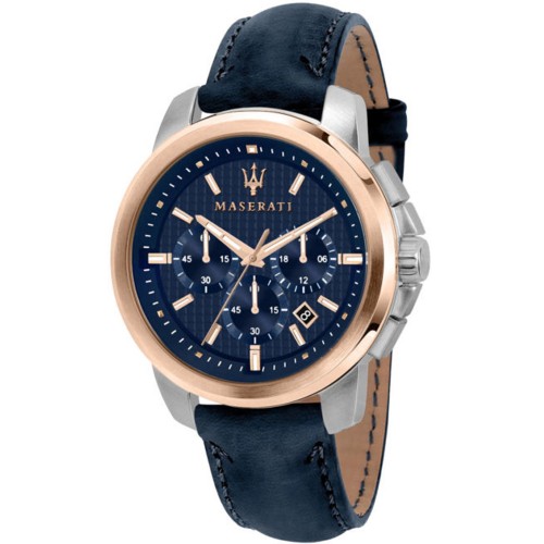 MASERATI Successo Blue Leather Chronograph R8871621015