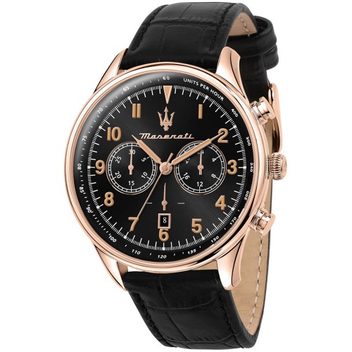 MASERATI Tradizione Black Leather Chronograph R8871646001