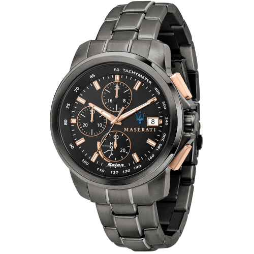 MASERATI Successo Solar Black Stainless Steel Chronograph R8873645001