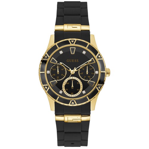 GUESS Valencia Crystals Black Rubber Strap W1157L1