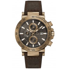 GUESS Collection Brown Leather Chronograph Y37001G5