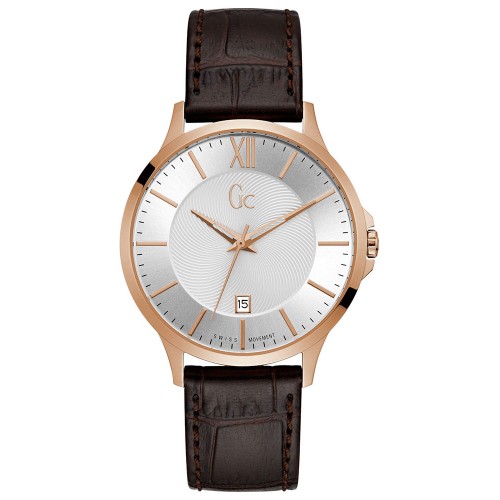 GUESS Collection Rose Gold Brown Leather Strap Y38003G1