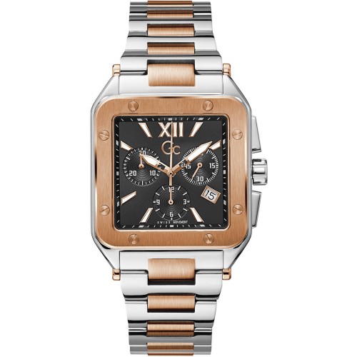 GUESS Collection Couture Square Two Tone Stainless Steel Chronograph Z08001G2MF