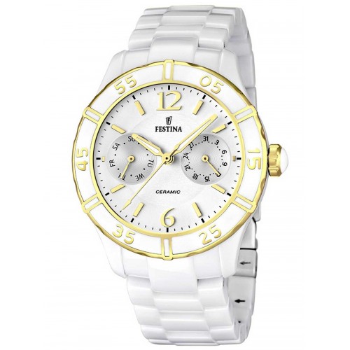 Festina White Steel Ceramic Watch   F16634/1